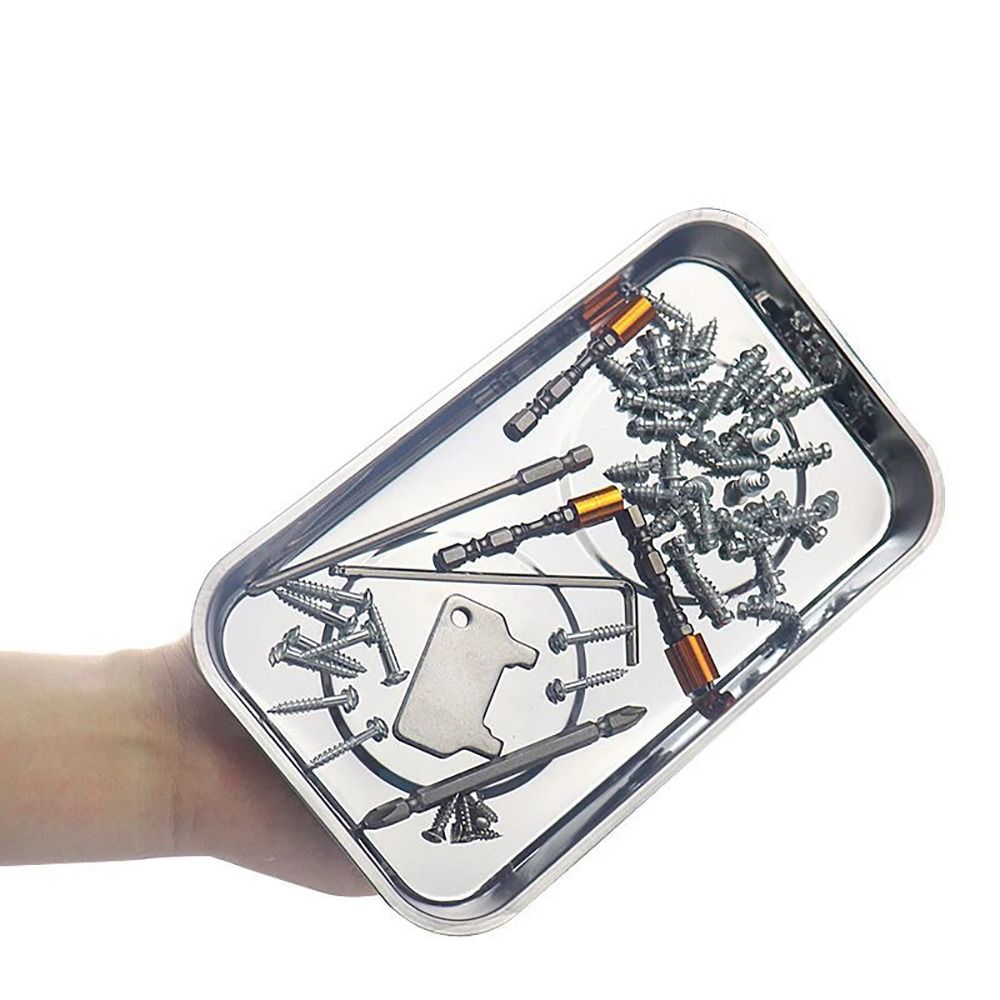 Magnetic Parts Tray - Vassoio Magnetico Rotondo/Quadrato per Componenti, Argento,