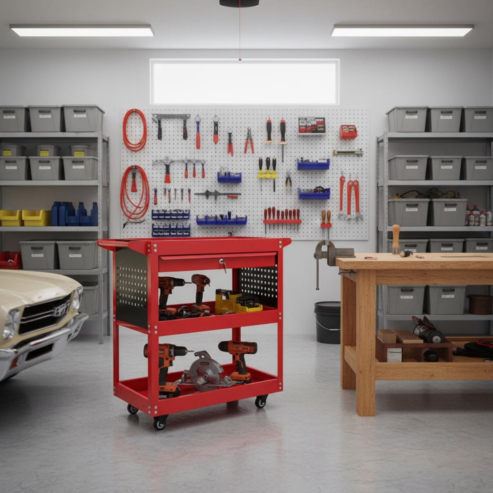 Tools For Garage Workshop - Carrello Portautensili a 3 Ripiani in