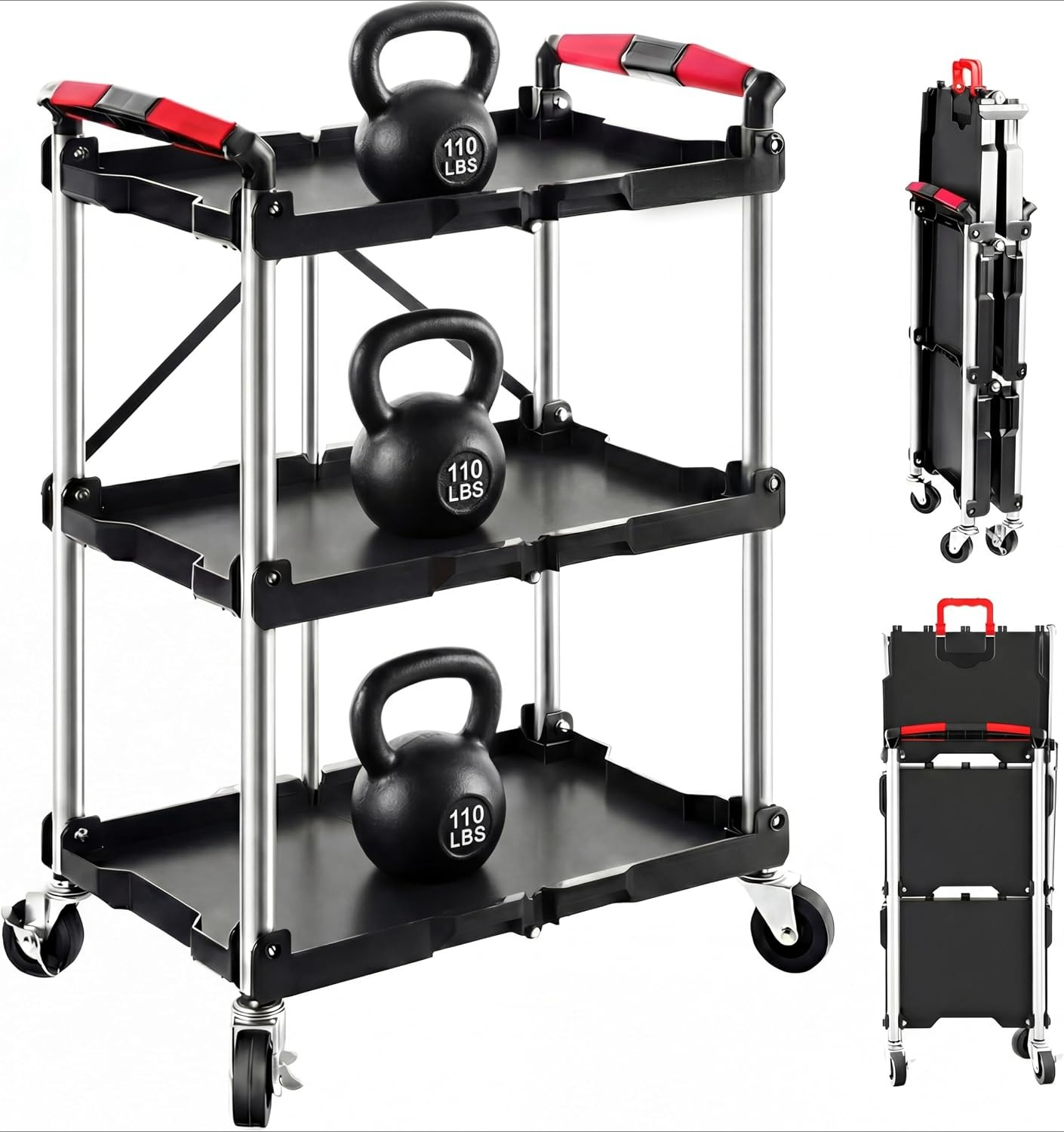 Tools For Garage Workshop - Carrello di Servizio Pieghevole a 3